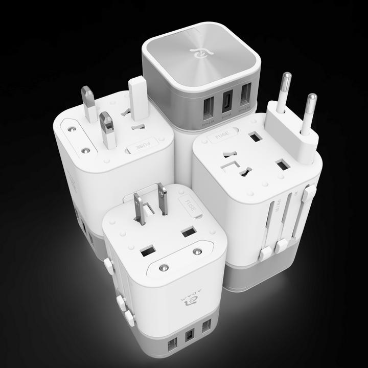 Produktbild Adam Elements OMNIA T3 | Weiss | Universal-Reiseadapter mit USB-C und USB-A Ladeanschlüssen