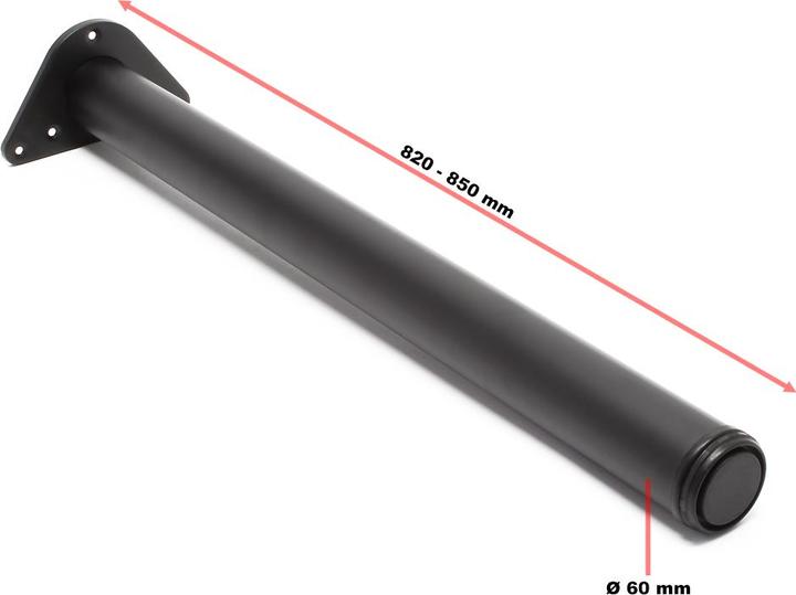 Image du produit Wiltec Pied de table Acier inoxydable Lot de 4 pieds Noir Support de table Réglable 820mm Ø60mm