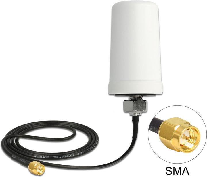 Produktbild Delock LTE/GSM Antenne, SMA-Stecker, weiss (2.20 dB, Antennenkabel)