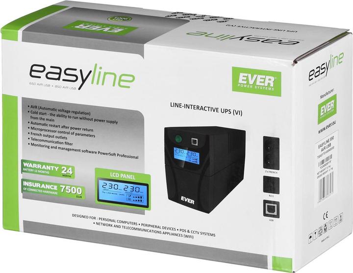 Immagine prodotto Ever EASYLINE 850 USV (850 VA, 480 W, Interattivo linea UPS)