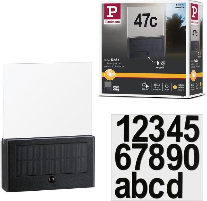 Image du produit Paulmann Numéros de maison solaires (27 lm, IP44)