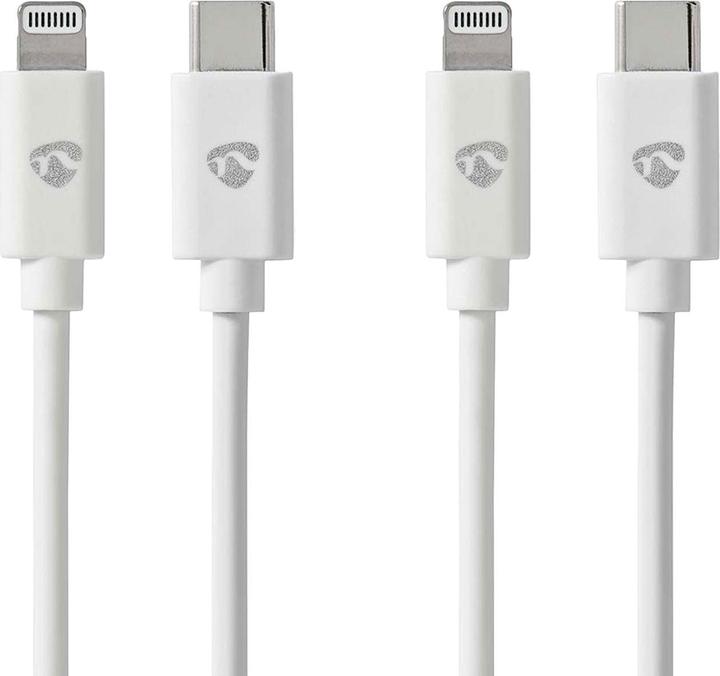 Produktbild Nedis 2er-Set iPhone Ladekabel, Lightning, Kabel, USB-C, MFi Zertifiziert, 2 m, weiss (2 m, USB 2.0)