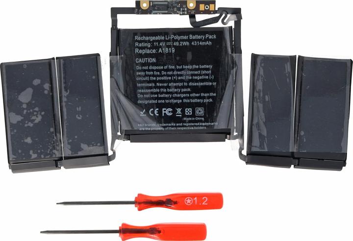 Immagine prodotto AccuCell Batteria adatta per Apple Macbook Pro 13" A1706 Retina 2016 Batteria A1819, circa 226x105x5mm (4314 mAh)