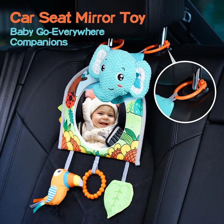 Image du produit Activity Board Jouet de siège de voiture avec miroir pour bébé, jouet de dentition derrière le siège de voiture
