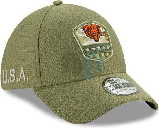 Produktbild New Era NFL - Chicago Bears - On Field 2019 Salute to Service Olive 39Thirty Cap Oliv LXL (59, 60, 62)