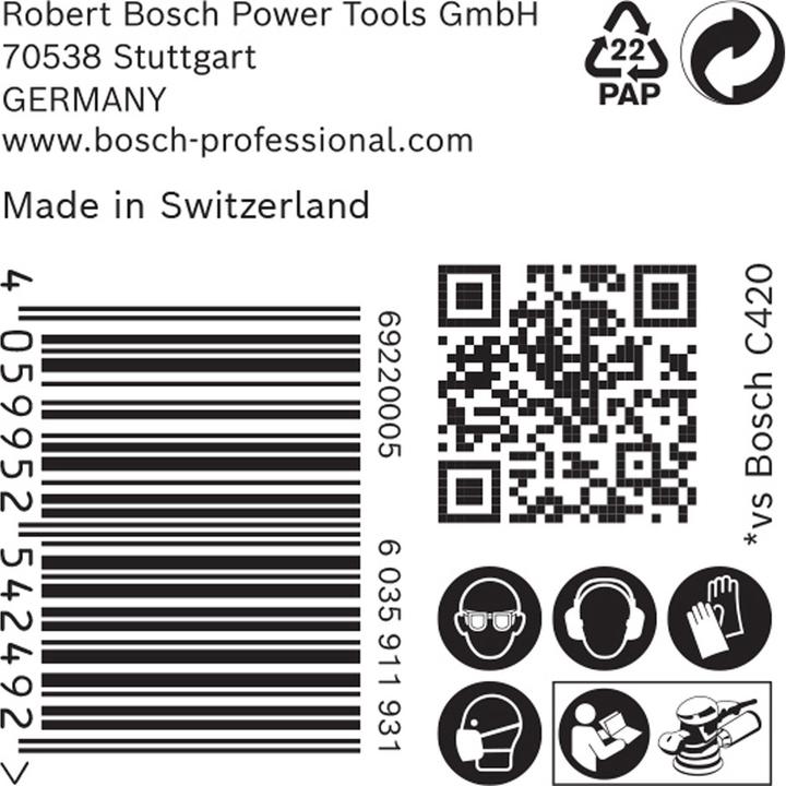 Image du produit Bosch Professional Zubehör Papier abrasif Expert C470 avec 8 trous pour ponceuse excentrique, 125 mm, G 100, 50 pcs. (100)