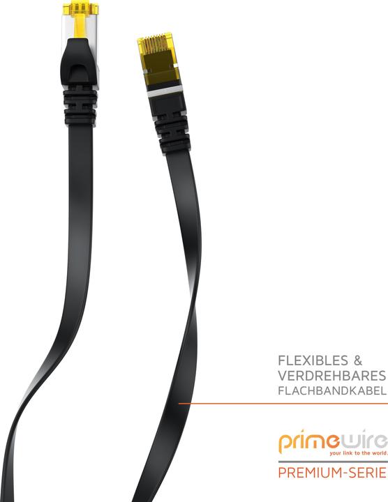 Actual product image Primewire CAT.7 network cable flat - Ethernet Gigabit Lan cable RJ45 - patch cable - comp. CAT.5 CAT.6 CAT.8 (U/FTP, CAT7, 1 m)