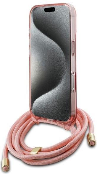 Actual product image Guess GUHMP16LHCTSGNSP iPhone 16 Pro 6.3" różowy/pink hardcase Crossbody Cord Script MagSafe (Apple iPhone 16 Pro)
