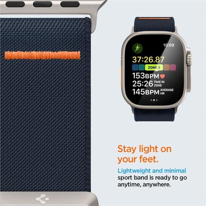 Actual product image Spigen Fit Lite Band for Apple Watch Series 42, 44, 45, 49 mm - navy (42 mm, 44 mm, 45 mm, 49 mm, Nylon, Fabric, Stainless steel)