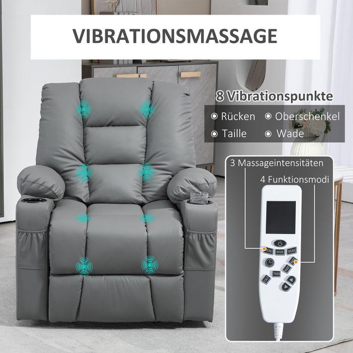 Produktbild Swisshandel24 Relaxsessel Aufstehhilfe elektrisch Fernsehsessel USB Massagesessel Fernbedienung Rollen Grau