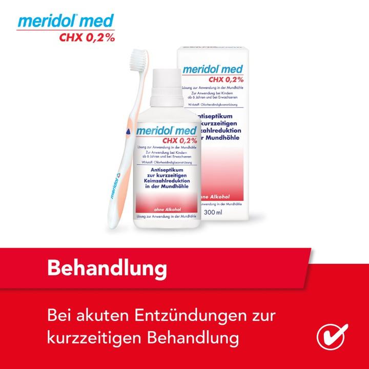 Produktbild Meridol med CHX 0,2 % Lösung zur Anwendung in der Mundhöhle, 300 ml Lösung (300 ml, Mundspülung)