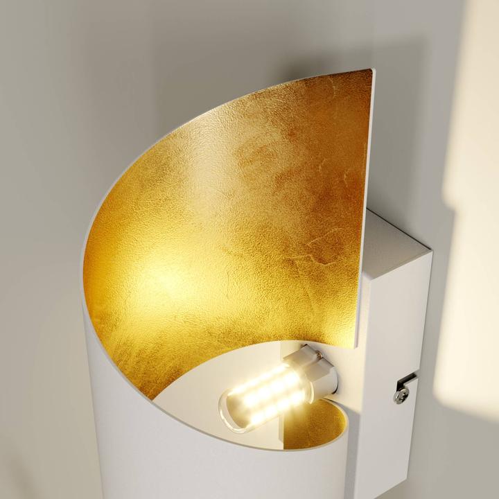 Produktbild Lindby Metall-LED-Wandleuchte Desirio, weiss-gold (330 lm, G9)