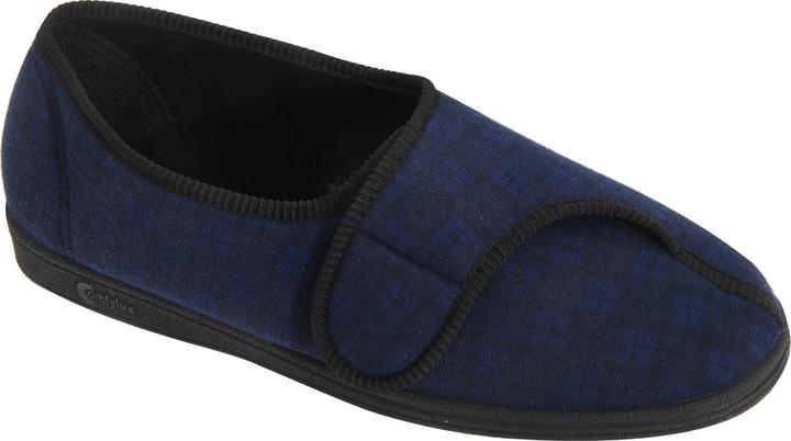 Comfylux Paul Hausschuhe Pantoffeln mit Klettverschluss kariert