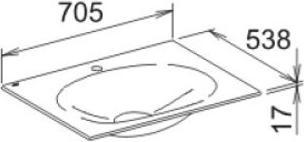 Actual product image Keuco Ceramic washbasin EDITION 11 m 1L-Boh 704x17x538mm white (538 mm, 800 mm)