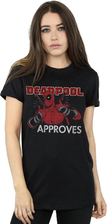 Actual product image Womens/Ladies Deadpool Approves Cotton Boyfriend T-Shirt (4XL)