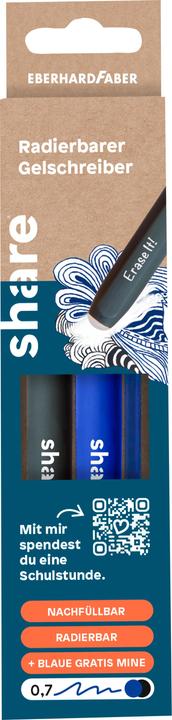 Produktbild Share radierbarer Gelroller M schwarz/blau 2 Stk. (Mehrfarbig, 2 x)