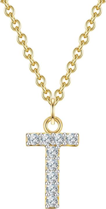 Produktbild Glanzstücke München Damen Buchstabe T Sterling Silber Zirkonia Gelbgold 45,0 cm Basiskette + 5,0 cm Verlängerung - 32140 (Sterling Silber, 40 - 45 cm)