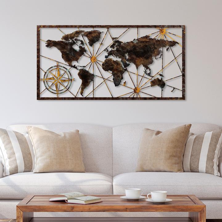 Produktbild Wallxpert Metal World Map (120 x 60 cm)