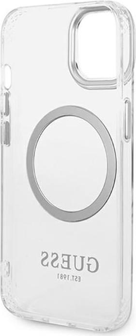 Image du produit Guess GUHMP14SHTRMS iPhone 14 6,1" srebrny/silver hard case Metal Outline Magsafe (Apple iPhone 14, Apple iPhone 13)