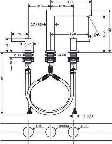 Immagine prodotto hansgrohe HG Miscelatore per lavabo a 3 fori FINORIS 160 con scarico PO 1 1/4inch bianco opaco