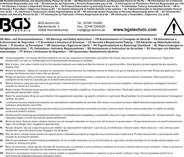 Immagine prodotto BGS Mazzuola in gomma Manico in fibra di vetro Testa nera Ø 65 mm 720 g (1014 g)