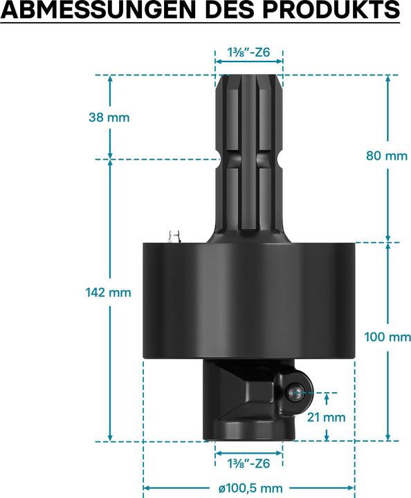 Image du produit Wiltec Embrayge à roue libre Arbre Cardan 220mm Filet Mâle Femelle 1 3/8" Arbre cannelé 6 Dents 3500Nm (Accessoires pour tracteurs)