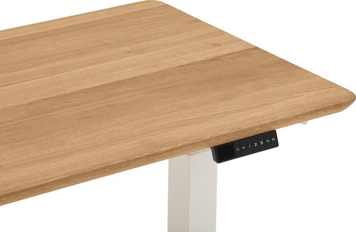 Immagine prodotto Oakywood Tavolo da lavoro in piedi con regolazione dell'altezza - Legno massiccio - Rovere / 160x80 / Bianco (160 x 80 cm)