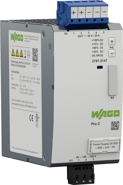 Image du produit Wago Pro 2 Bloc d'alimentation pour rail DIN 20 A 480 W