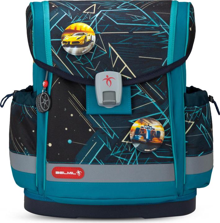Belmil Classy Plus ergonomisches Schulranzenset 5tlg. "Racing Car Blu (19 l)