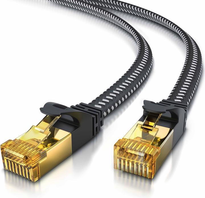 Produktbild Primewire CAT 7 Netzwerkkabel Flach Baumwollmantel - LAN Patchkabel Datenkabel - Flachbandkabel - Verlegekabel (U/FTP, CAT7, 2 m)