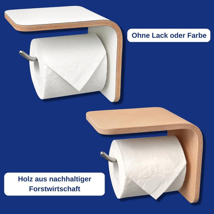 Produktbild Well Care Toilettenrollenhalter Holz Weiss mit Ablage