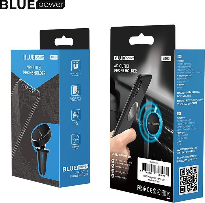 Actual product image Blue Power Magnetic Car Holder BBH6 Air Outlet Black (EU )
