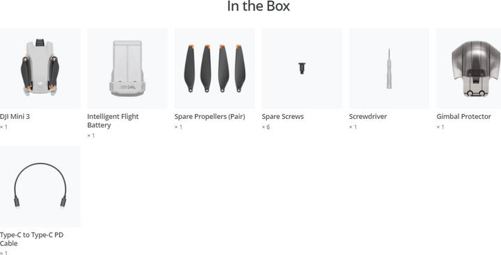 Actual product image DJI Mini 3 without controller (38 min, 248 g, 12 Mpx)