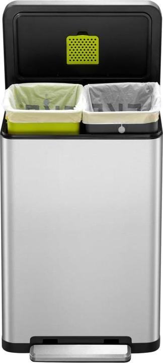 Produktbild EKO Mülltrennsystem X-Cube Tretmülleimer Edelstahl 2 x 20 L aus gebürstetem Edelstahl mit extra bre (40 l)