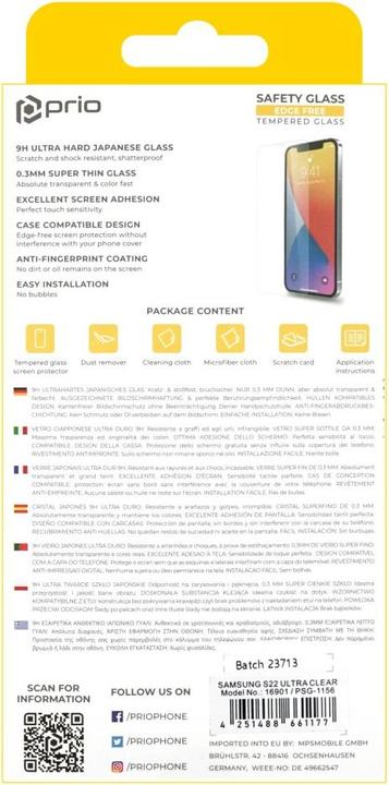 Produktbild prio Panzerglas Schutzfolie für Samsung S22 Ultra klar (1 Stück, Samsung Galaxy S21)
