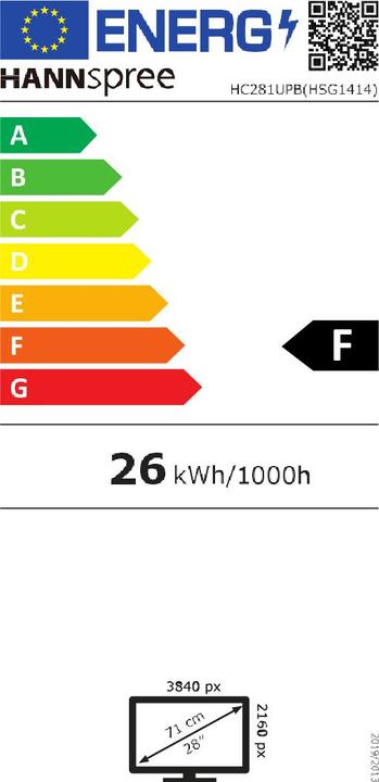 Energy Label Hannspree HC281UPB (3840 x 2160 Pixels, 28")