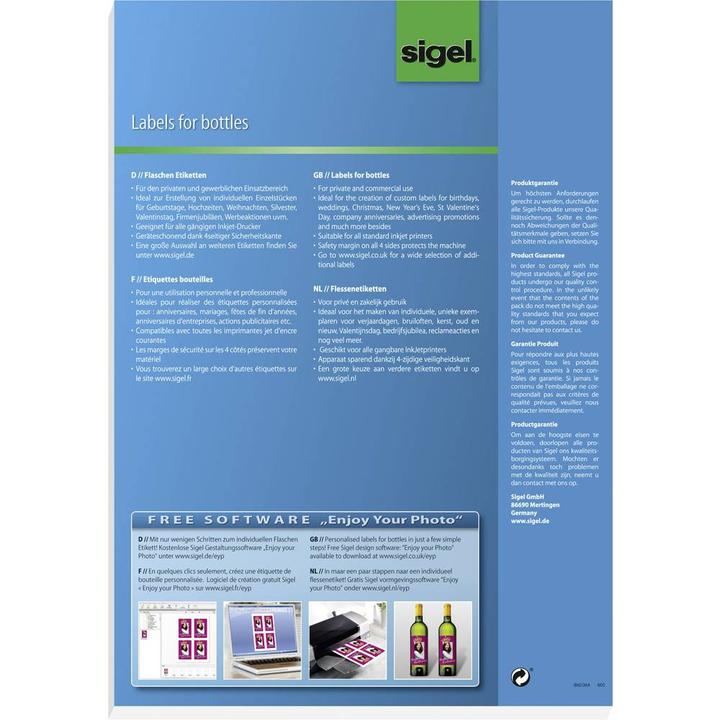Produktbild Sigel InkJet Flaschen-Etiketten A4