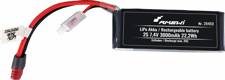 Amewi RC-Akku LiPo 3000 mAh 7.4 V 25C Deans (7.40 V, 3000 mAh)