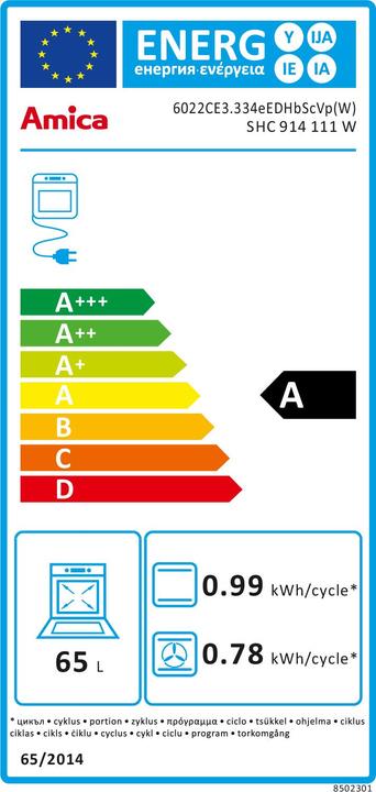 Energie-Label Amica Elektroherd SHC 914111W