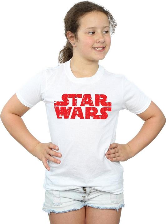 Actual product image Star Wars Girls Christmas Logo Cotton T-Shirt (140, 146)