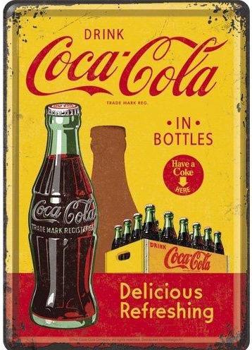 Actual product image Nostalgic-Art Merchandising Blechpostkarten. Coca-Cola / In Bottles Yellow