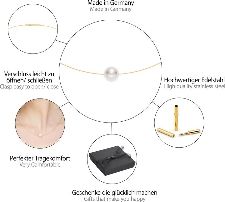 Produktbild Heideman Perlenkette goldfarbend (Edelstahl)