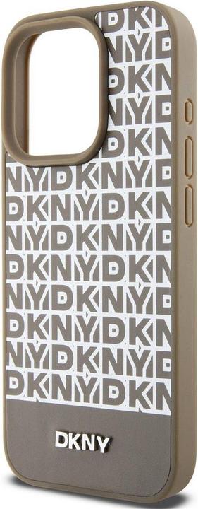 Actual product image DKNY PU Leather Repeat Pattern Bottom Stripe MagSafe Case for iPhone 14 Pro Max Brown (Apple iPhone 14 Pro Max)