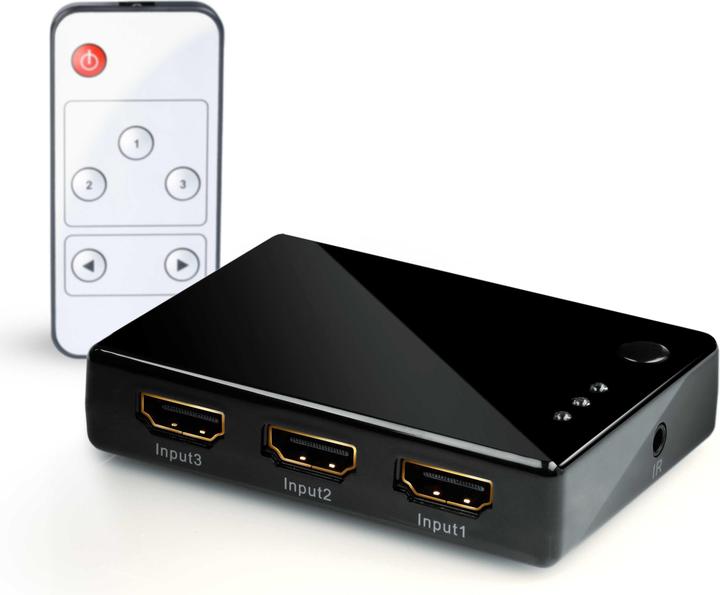 CSL HDMI Splitter, Switch Automatisch 4K 3 in 1 Out UHD Verteiler mit Fernbedienung, Umschalter
