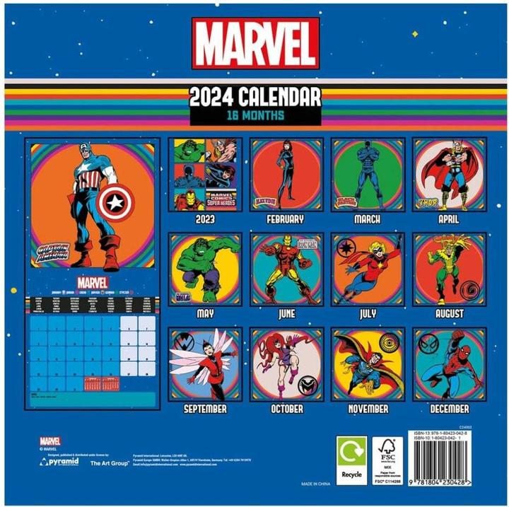 Produktbild Pyramid Marvel Kalender 2024 Super Heroes (30 x 30 cm, Englisch)