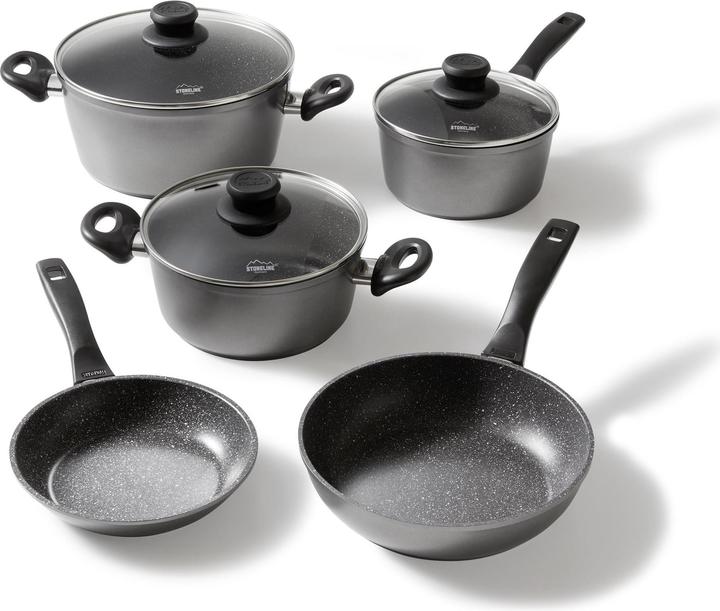 Produktbild Stoneline Töpfe 8er-Set (20 cm, Pfannenset + Topfset, Aluminium)