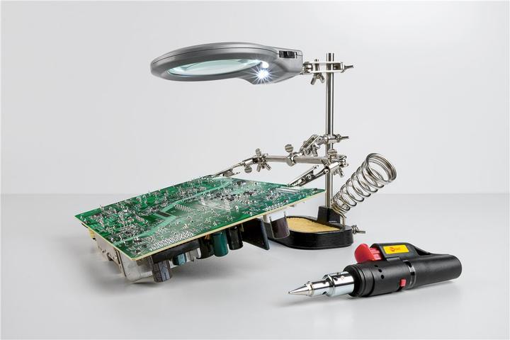 Actual product image Goobay Third hand soldering aid with magnifying glass and holder (Support/Hand)