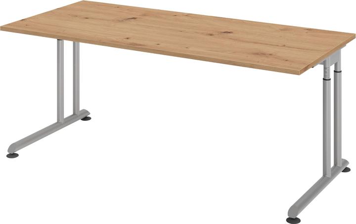 Hammerbacher Desk C-foot 180x80cm knotty oak/silver (180 x 80 cm)