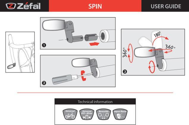 Actual product image Zefal Spin bicycle mirror