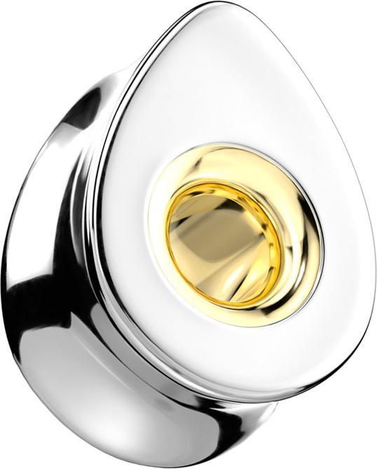 Produktbild Star Piercing Flared Tunnel silber Tropfen mit goldenem Innenteil (Chirurgenstahl 316L)